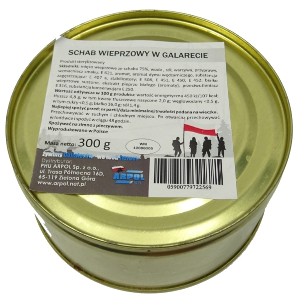 Konserwa wojskowa Schab wieprzowy w galarecie 300 g